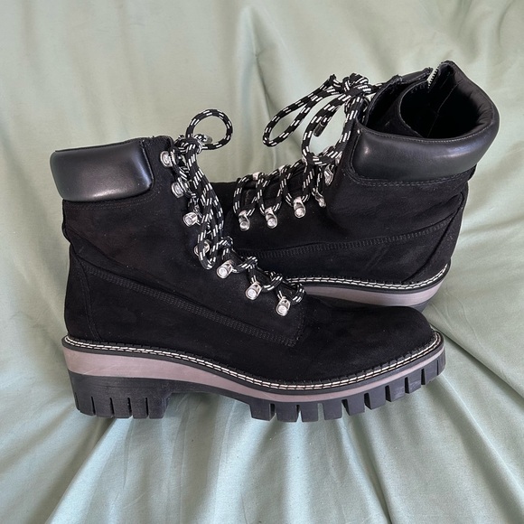 🩷JLO BLACK LACE UP WINTER ANKLE BOOTS COMBAT BOOTS TRENDING SIZE 8.5 - Picture 2 of 12